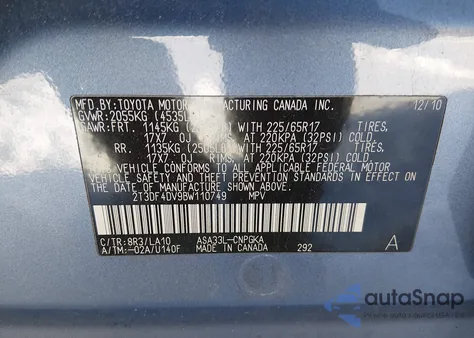 2011 Toyota Rav4 Limited from USA, damaged, VIN 2T3DF4DV9BW110749